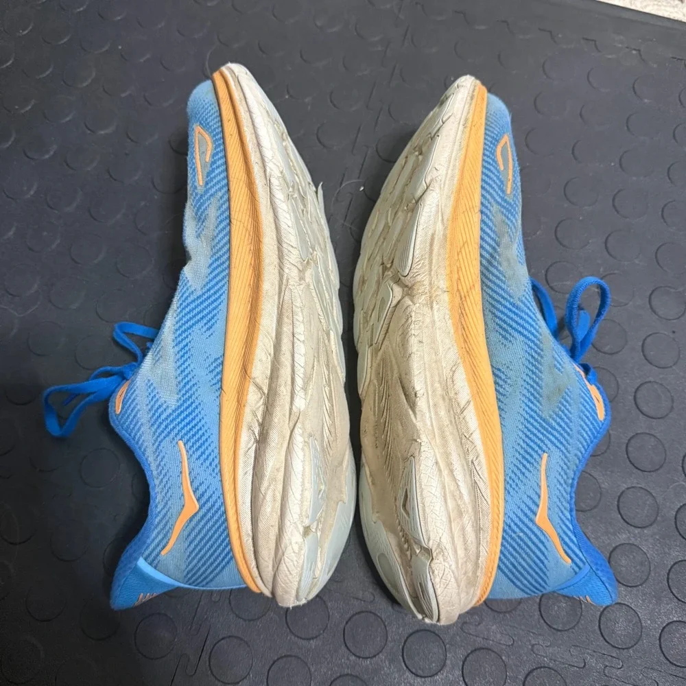 Hoka One One Clifton 9 Mens Running Shoes Blue Orange Size 10.5 D